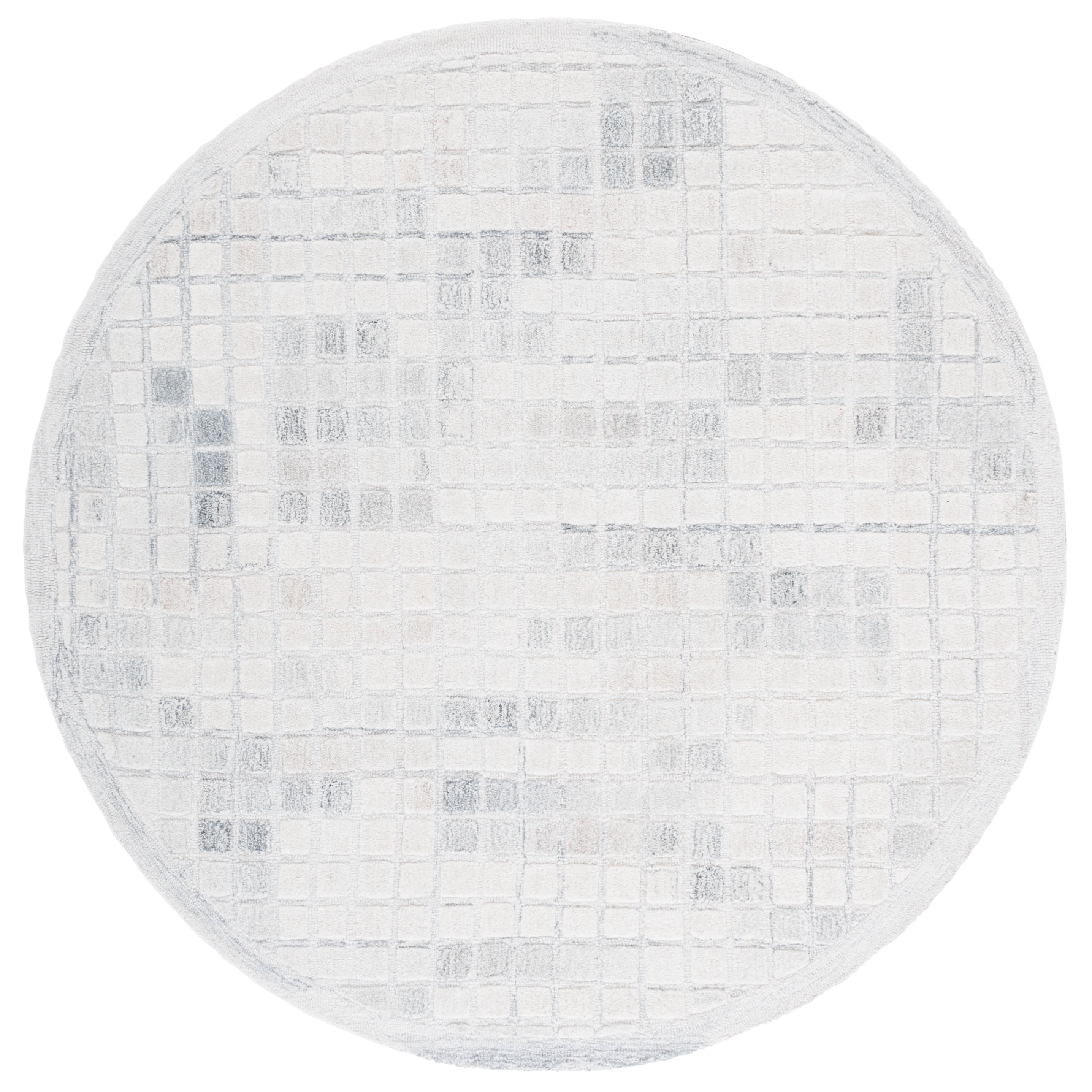SAFAVIEH Ebony Risto Geometric Area Rug, Ivory/Gray, 6' x 6' Round