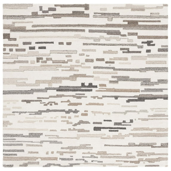 SAFAVIEH Ebony Salvador Geometric Area Rug, Ivory/Gray, 6' x 6' Square