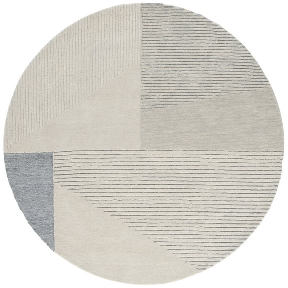 SAFAVIEH Ebony Sylvia Geometric Area Rug, Beige/Gray, 6' x 6' Round