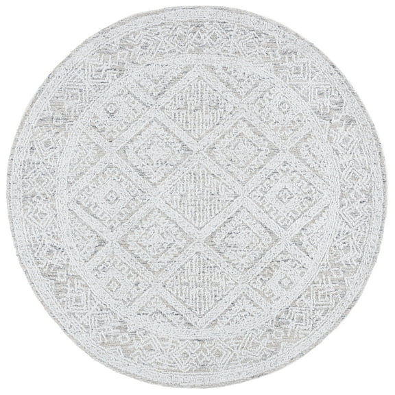 SAFAVIEH Ebony Taylan Diamond Area Rug, Taupe/Ivory, 6' x 6' Round