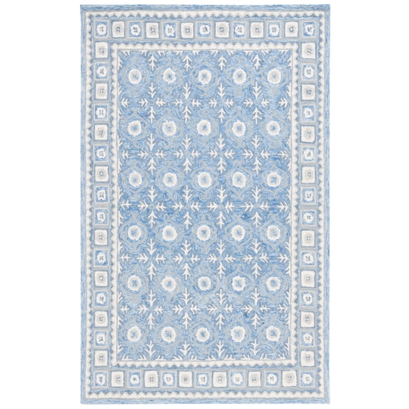 SAFAVIEH Ebony Tegan Medallion Area Rug, Blue/Ivory, 2' x 3'