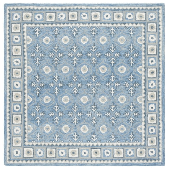 SAFAVIEH Ebony Tegan Medallion Area Rug, Blue/Ivory, 7' x 7' Square