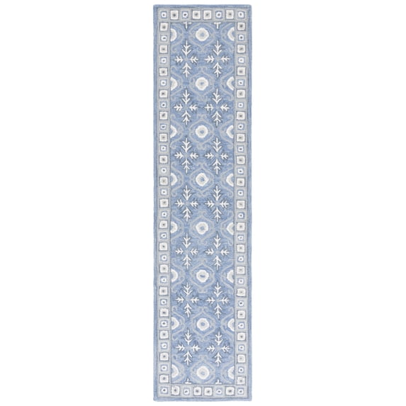 SAFAVIEH Ebony Tegan Medallion Runner Rug, Blue/Ivory, 2'3" x 5'