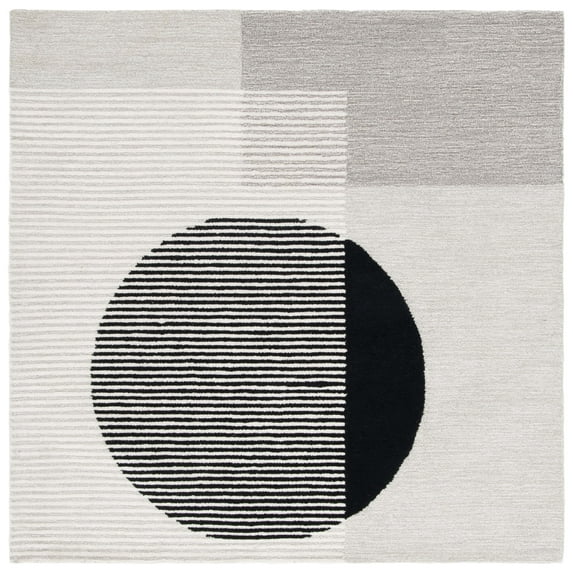 SAFAVIEH Ebony Thom Geometric Area Rug, Black/Ivory, 6' x 6' Square
