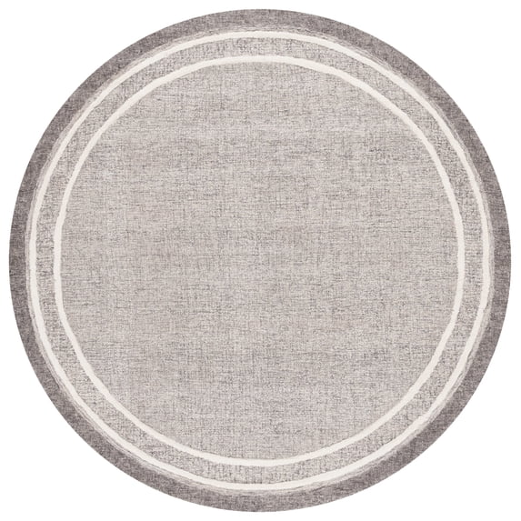 SAFAVIEH Ebony Thornton Bordered Area Rug, Gray/Ivory, 6' x 6' Round