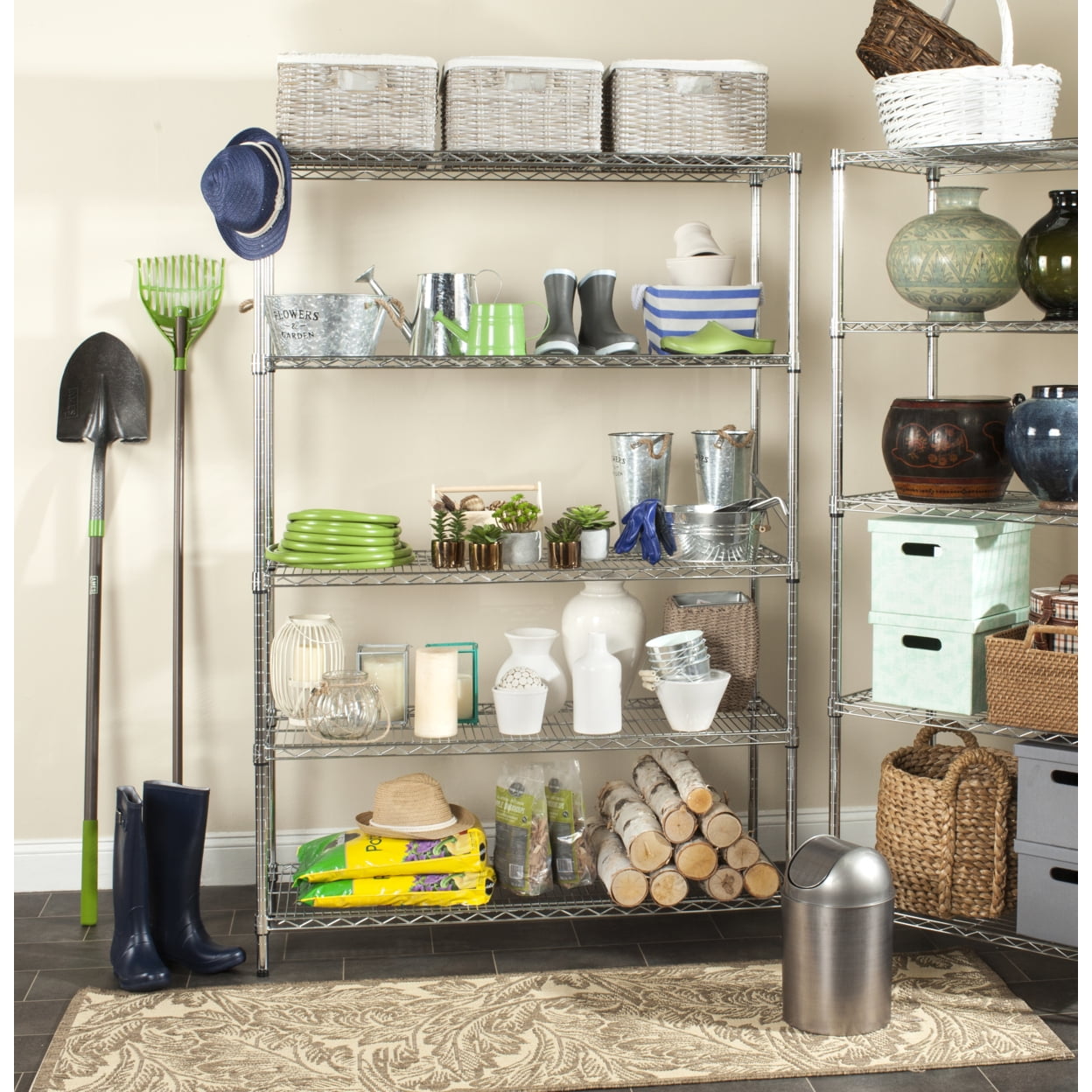 Echo Adjustable 49'' Gray Steel 5-Tier Shelving Unit