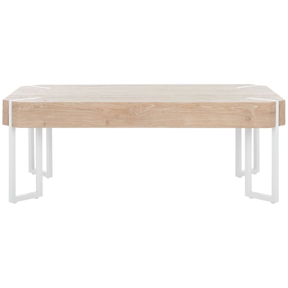 SAFAVIEH Edgecombe Modern Coffee Table, Natural/White (43.3 in. W x 23.6 in. D x 15.7 in. H)