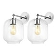 thumbnail image 1 of SAFAVIEH Edie LED Chrome Iron Wall Sconce with Clear Glass Shade, Set of 2, 1 of 10