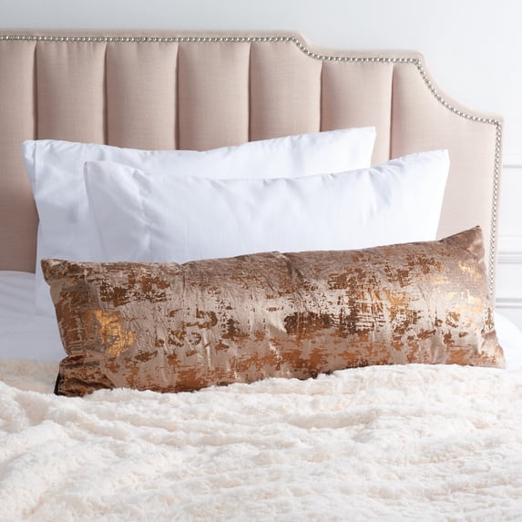 SAFAVIEH Edmee Abstract Pillow, 12" x 36", Potato Brown/Copper