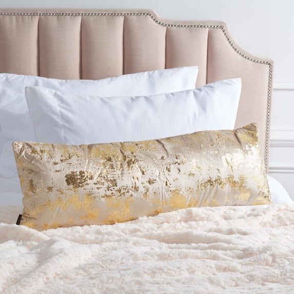 SAFAVIEH Edmee Abstract Pillow, 24" x 24", Beige/Gold
