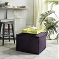 thumbnail image 1 of SAFAVIEH Elaine Solid Plush Upholstered Pouf, Plum, 1 of 9