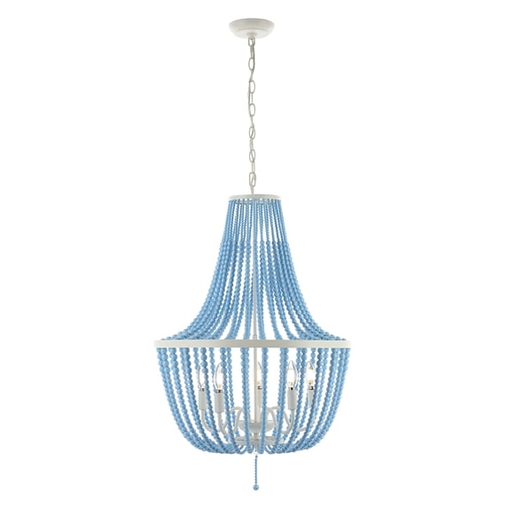 SAFAVIEH Elanie 5-Light LED Blue Wood Pendant Light with Shade