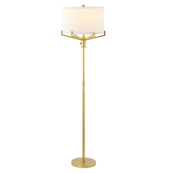 SAFAVIEH Elaria 64 in. Glam Gold Painting Metal Floor Lamp with 100% White Cotton Shade