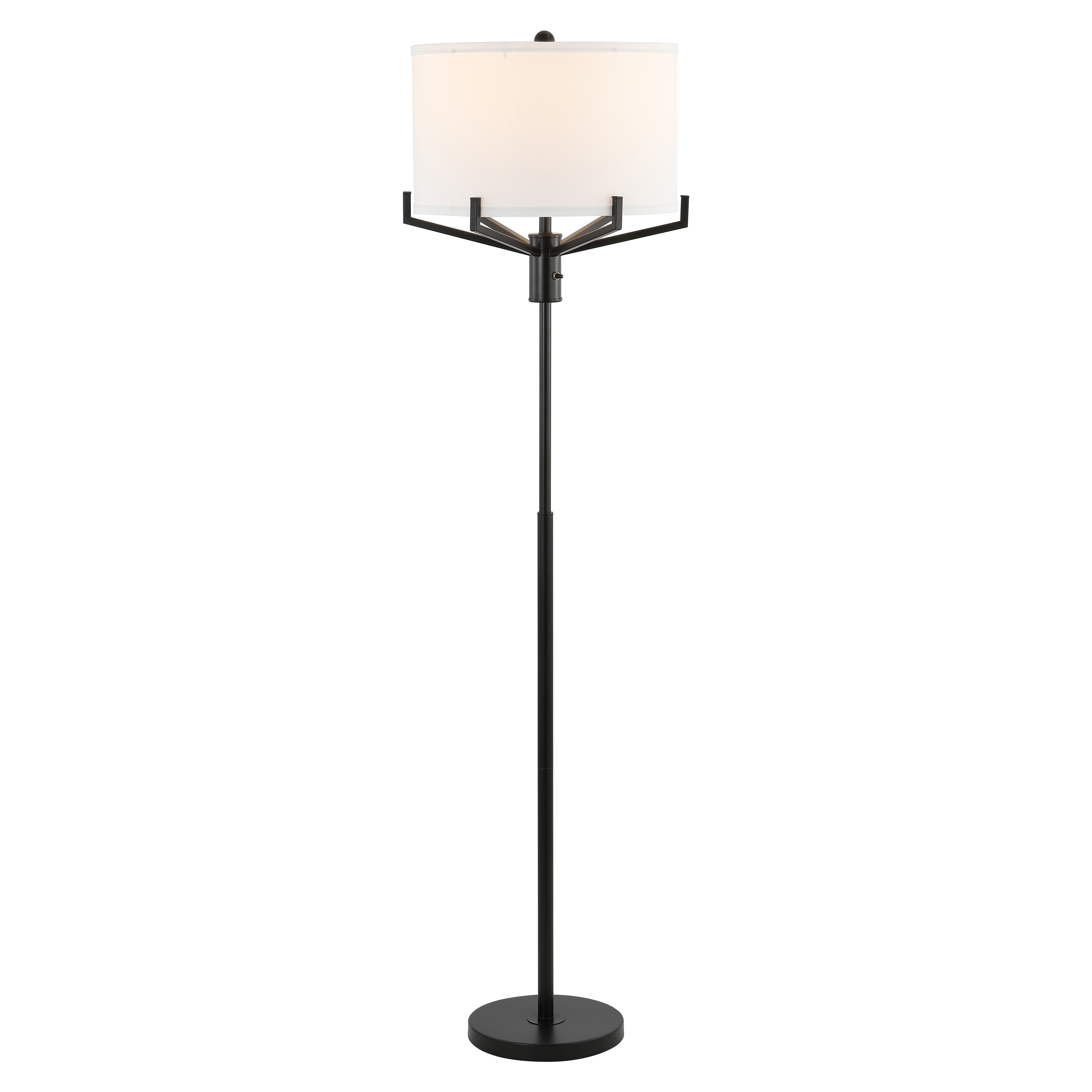 SAFAVIEH Elaria 64 in. Glam Oil Rubbed Bronze Iron Floor Lamp with White Cotton Shade
