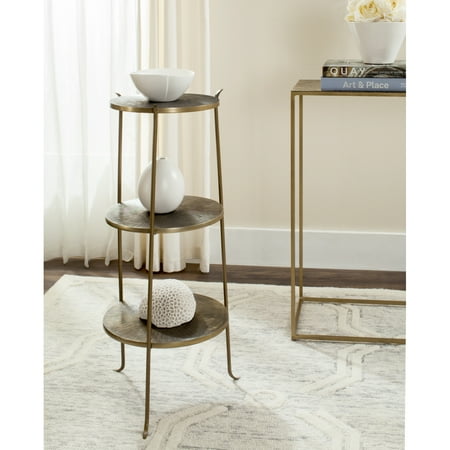 SAFAVIEH Elda Classic Rustic 3-Tier Side Table, Brass