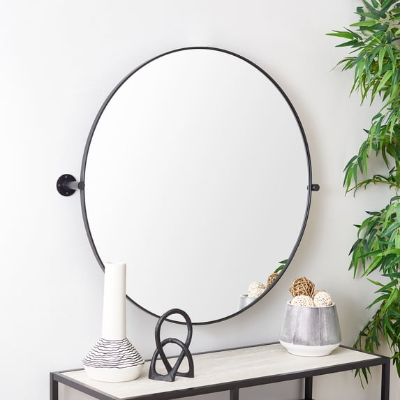 SAFAVIEH Eldia 36 in. Dia Round Solid Mirror, Black