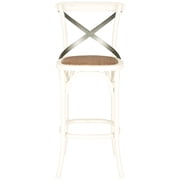 SAFAVIEH Eleanor Square Mid Back Bar Stool, Antique White