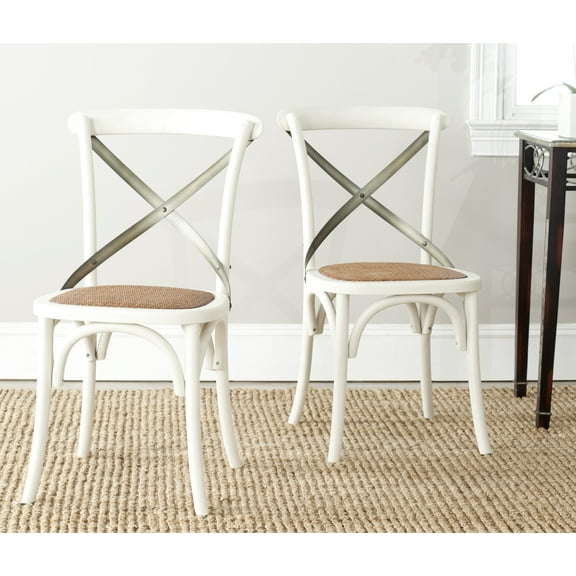 SAFAVIEH Eleanor X-Back Bistro Rustic Side Chair, Distressed Ivory, Set of 2