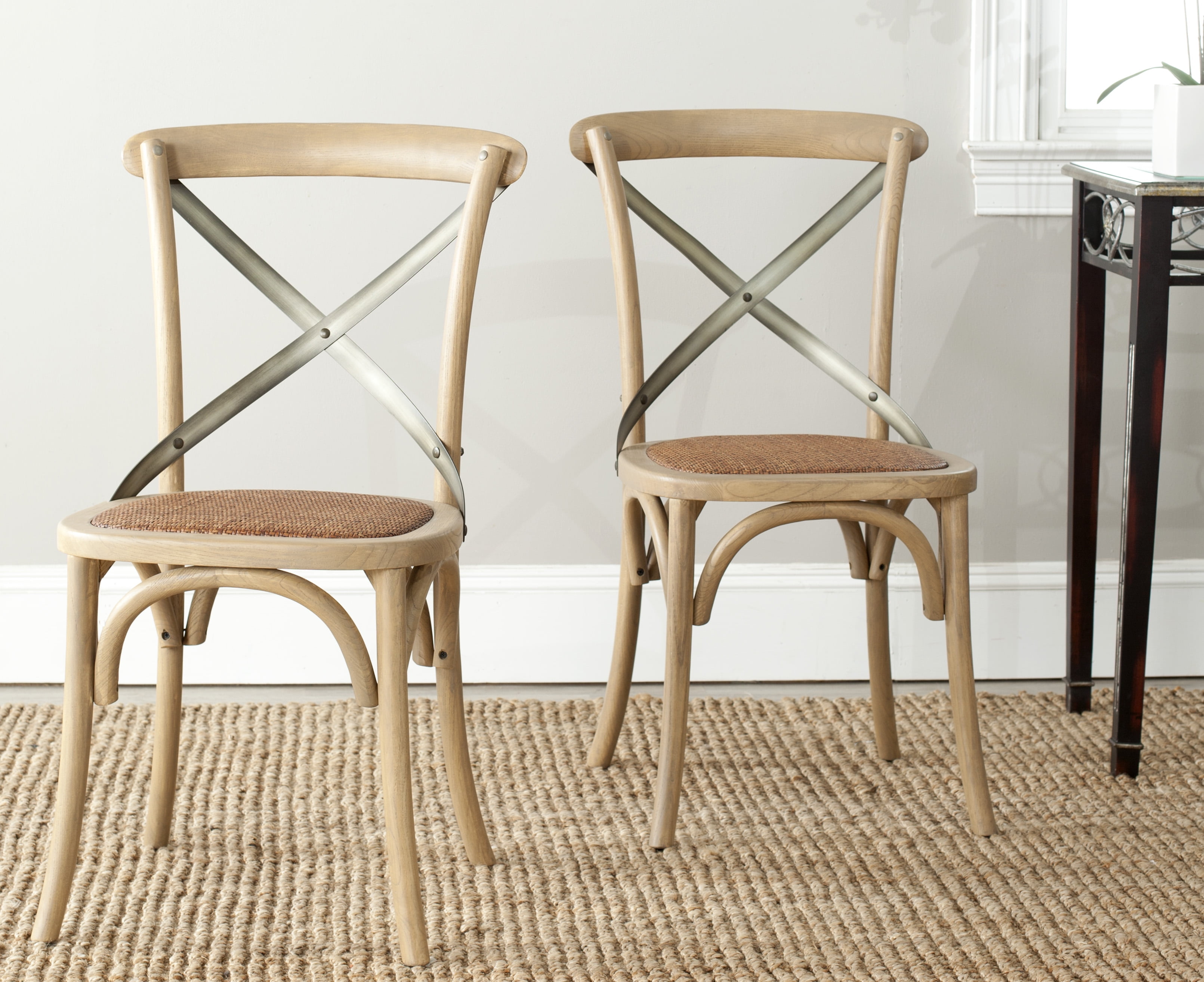 SAFAVIEH Eleanor X Back Bistro Rustic Side Chair Weathered Oak