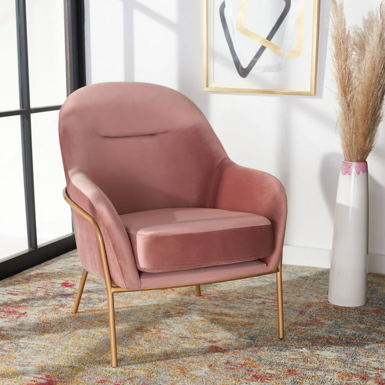 SAFAVIEH Eleazer Modern Glam Velvet Accent Chair Dusty Rose