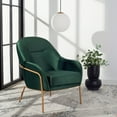 thumbnail image 1 of SAFAVIEH Eleazer Modern Glam Velvet Accent Chair, Malachite Green, 1 of 7