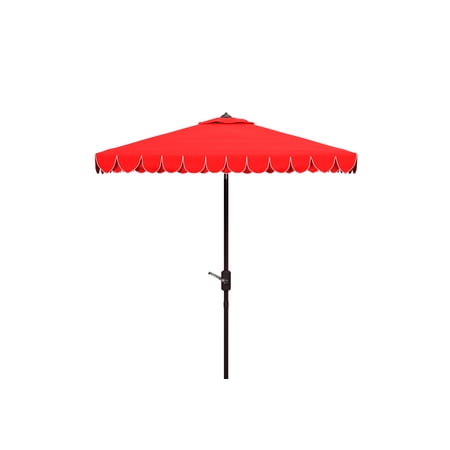 SAFAVIEH Elegant 7.5' Market Crank Square Patio Umbrella, Red
