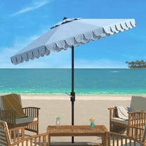SAFAVIEH Elegant 9' Market Auto Tilt Patio Umbrella, Baby Blue/White