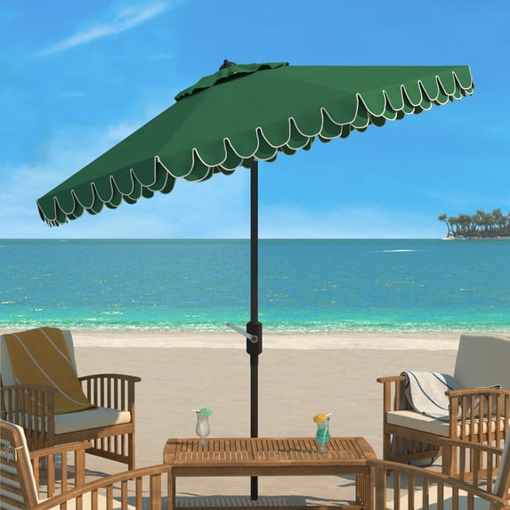 SAFAVIEH Elegant 9' Market Auto Tilt Patio Umbrella, Hunter Green