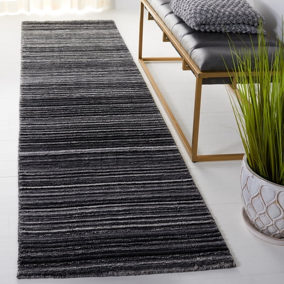 Safavieh Elements Albina Striped Polyester Runner Rug, Black/Gray, 2'3" x 9'