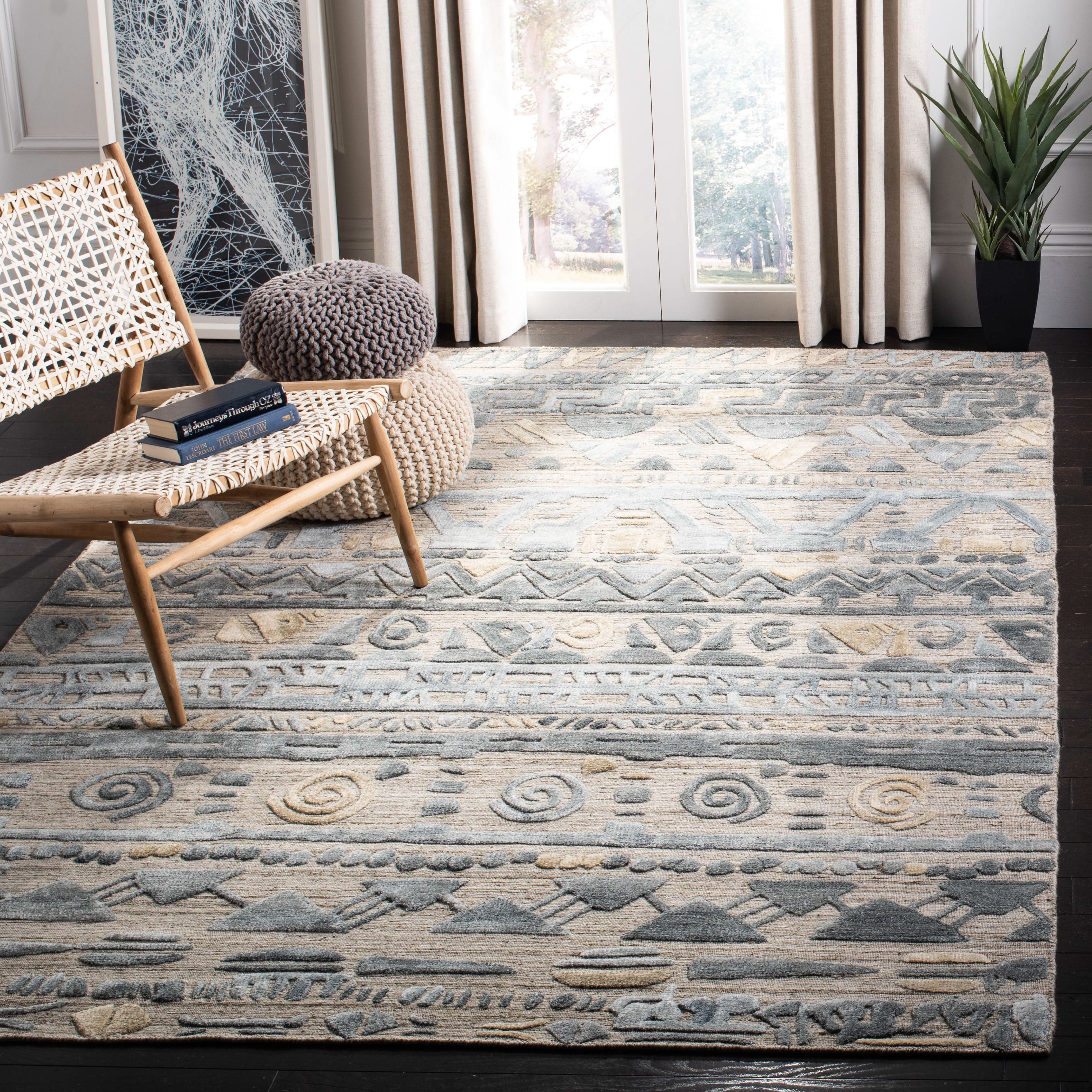 Safavieh Elements Beaufort Geometric Area Rug, Light Blue/Beige, 6' x 9'