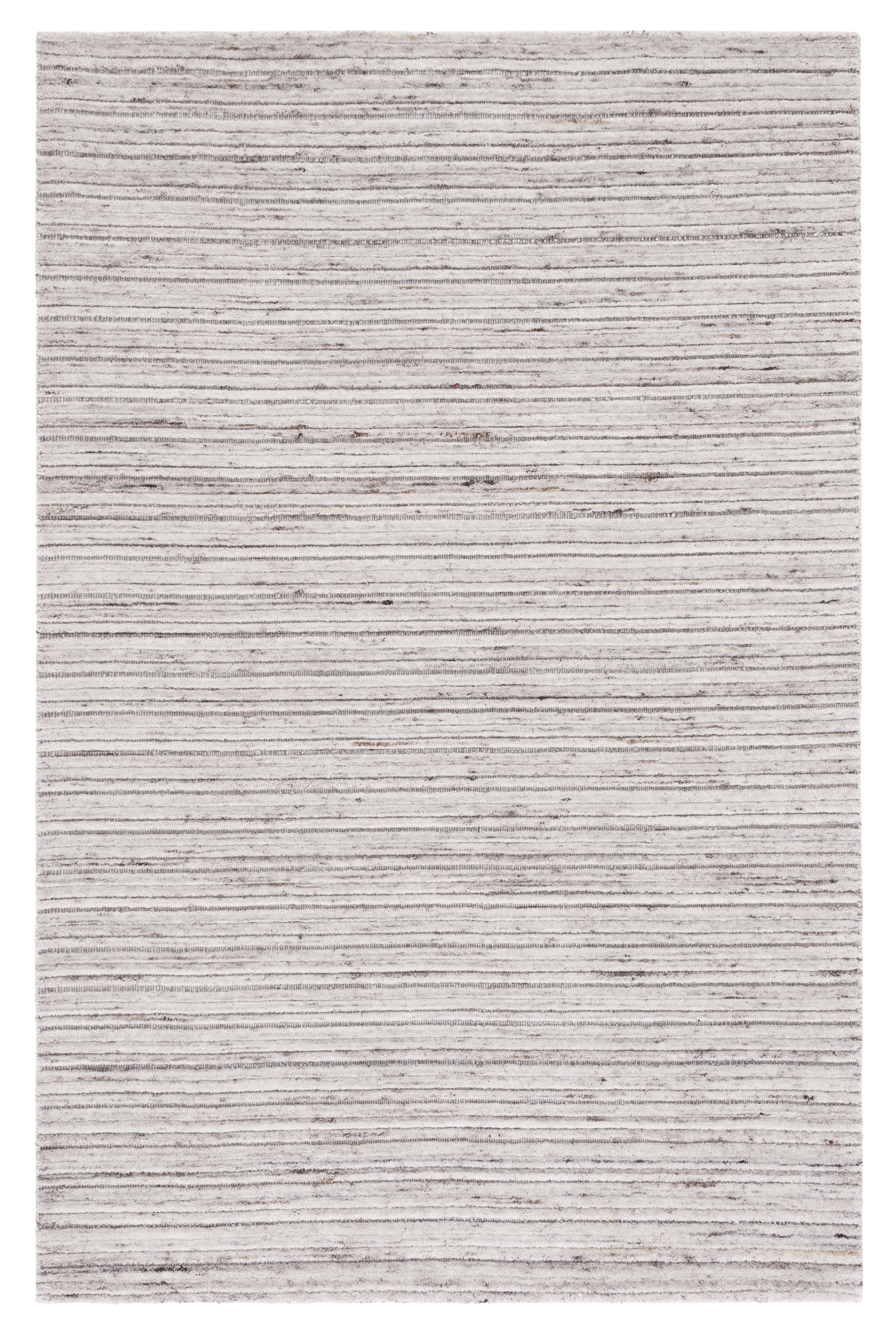 Beige Hand-Knotted Wool and Viscose 4'x6' Area Rug