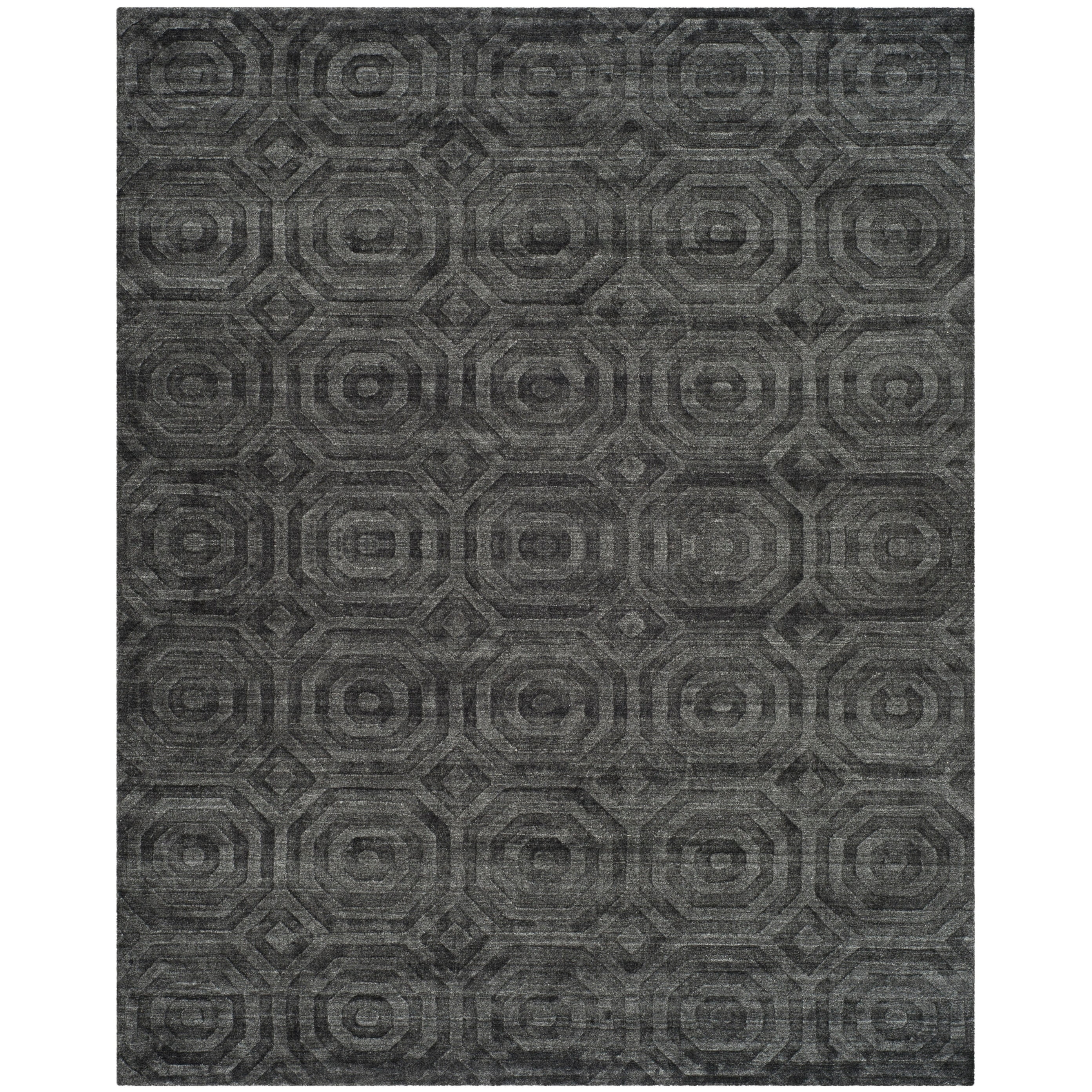 Handmade Geometric Gray Wool-Blend 9' x 12' Area Rug