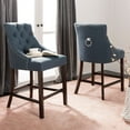 thumbnail image 1 of SAFAVIEH Eleni 26 in. H Tufted Wing Back Counter Stool with Ring, Navy Linen, Set of 2, 1 of 14