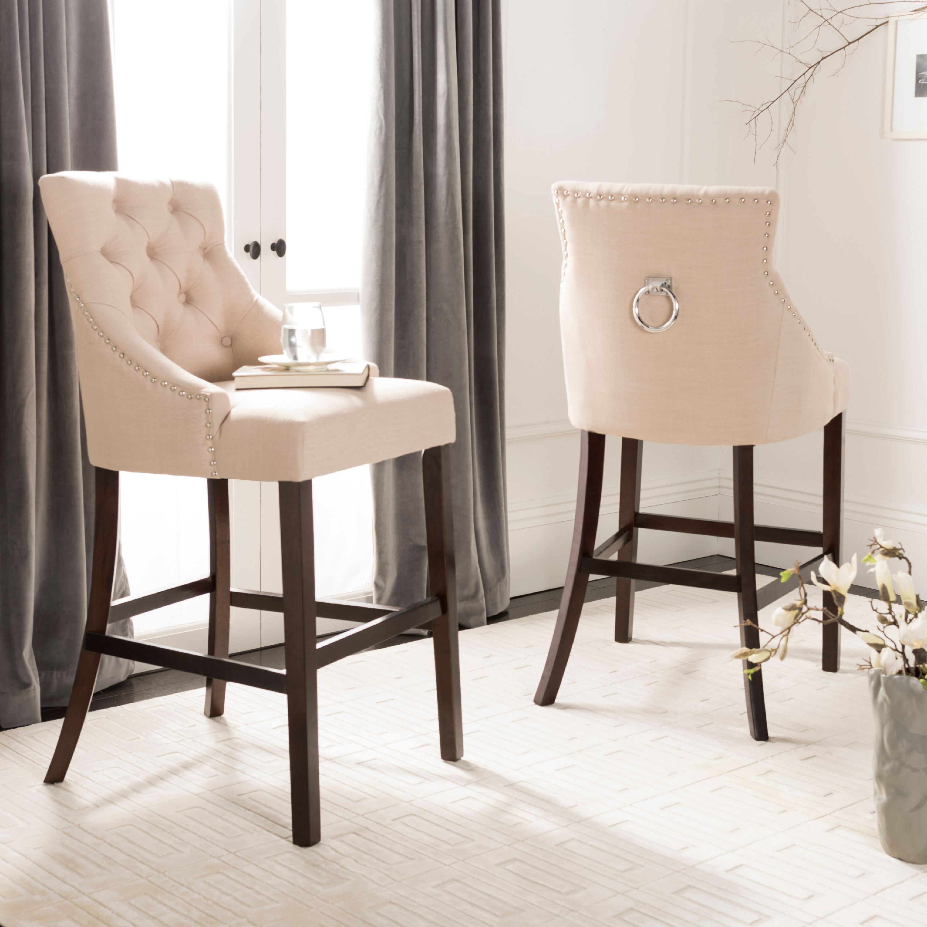 Bar stool with ring on back hot sale