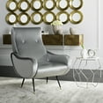 thumbnail image 1 of SAFAVIEH Elicia Velvet Retro Mid Century Accent Chair, Light Grey, 1 of 9