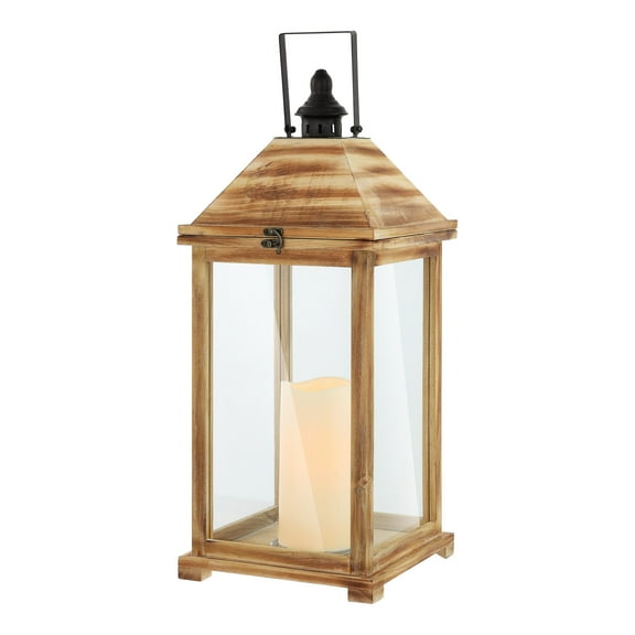 SAFAVIEH Elida Brown Wood Outdoor Candle Holder