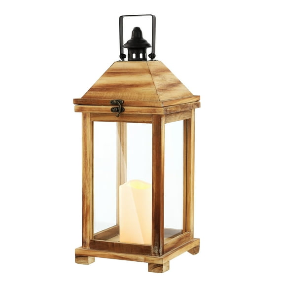 SAFAVIEH Elida Brown Wood Outdoor Candle Holder