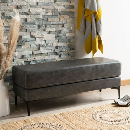 SAFAVIEH Elise Rustic Chic Rectangular Bench, Grey/Black