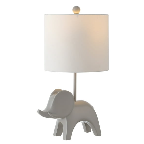 SAFAVIEH Ellie 20 in. Elephant Grey Ceramic Table Lamp with 100% White Cotton Shade