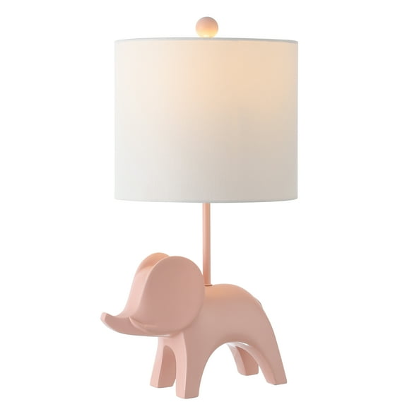SAFAVIEH Ellie 20 in. Elephant Pink Ceramic Table Lamp with 100% White Cotton Shade