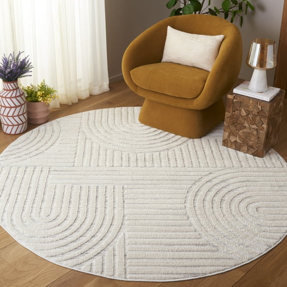Safavieh Elmhurst Carbrey Geometric Area Rug, Ivory/Gray, 3' x 3' Round