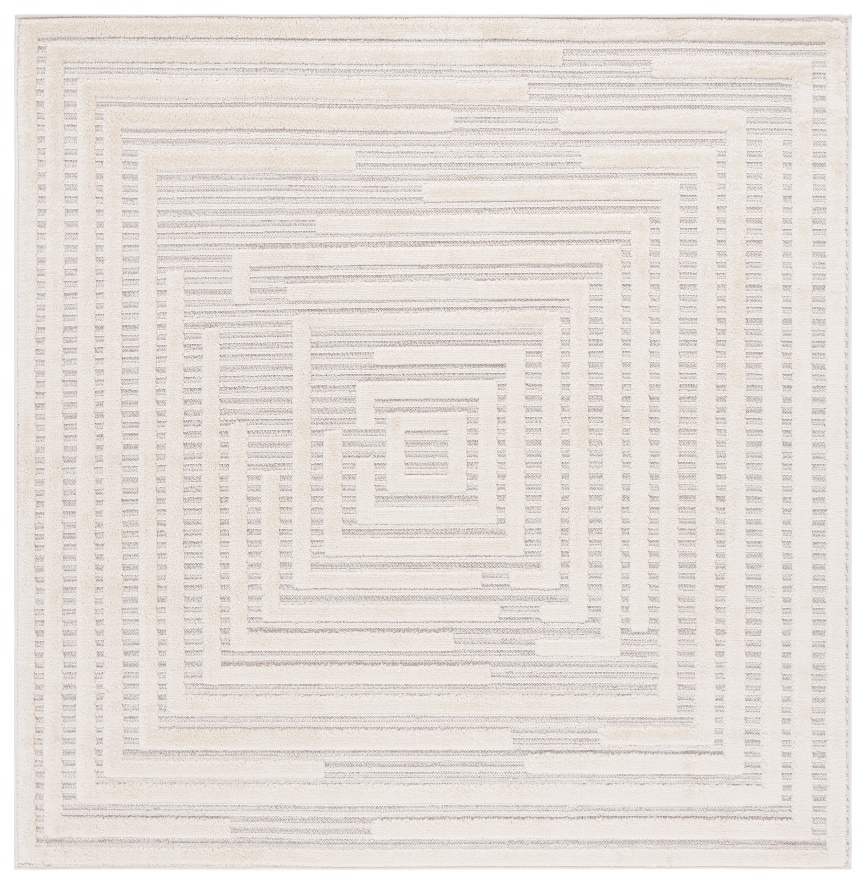 Elmhurst Ivory Geometric Square Wool Area Rug