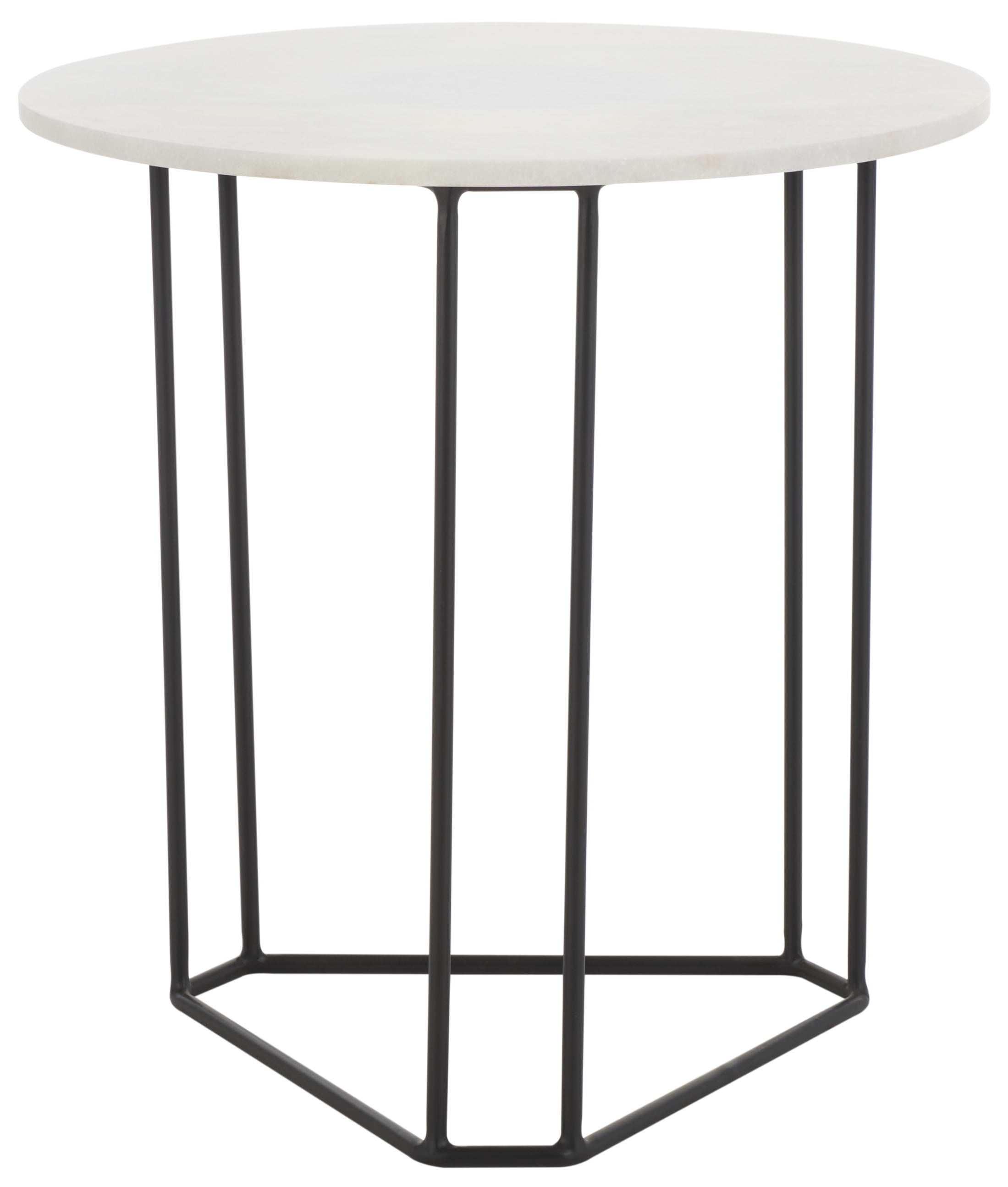 SAFAVIEH Eloblaire Round Accent Table, White Marble/Black (18 in. W x