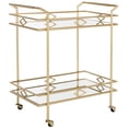 thumbnail image 1 of SAFAVIEH Elspeth Glam Style 2 Tier Rectangle Bar Cart, Gold/Mirror, 1 of 10
