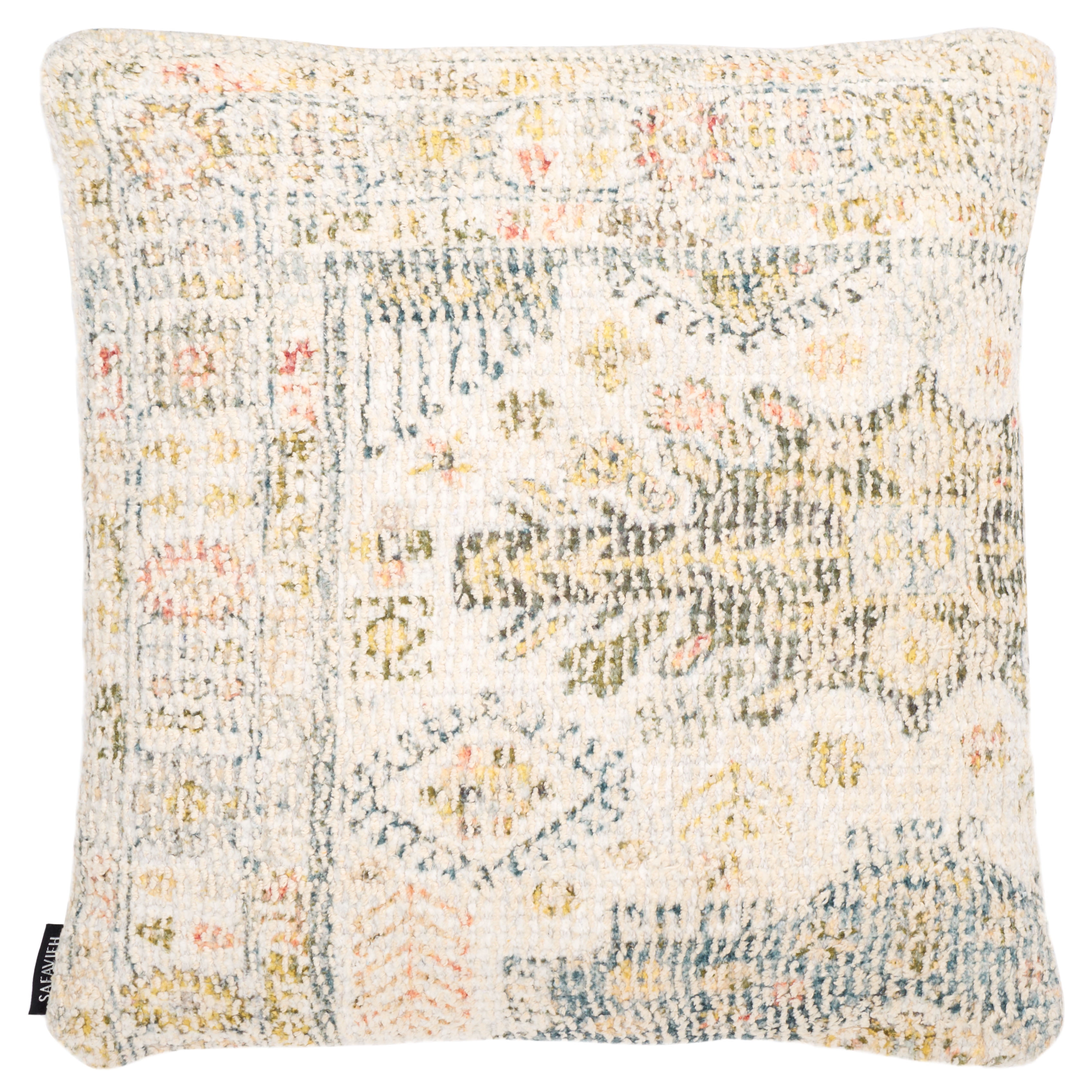 Elysa 18" Square Gold and Multicolor Cotton Polyester Pillow