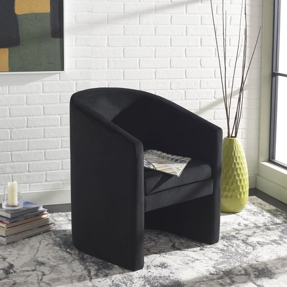 SAFAVIEH Elysian Modern Style Accent Chair, Black Velvet