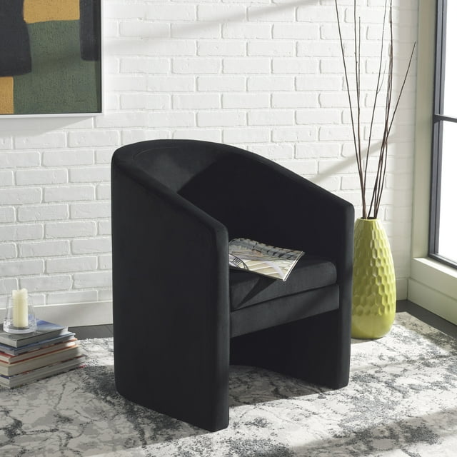 SAFAVIEH Elysian Modern Style Accent Chair, Black Velvet