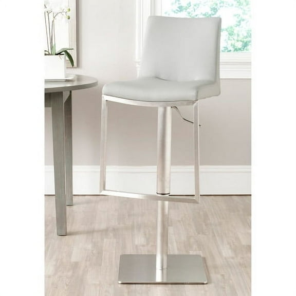SAFAVIEH Ember 34" Bicast Leather Bar Stool, Grey