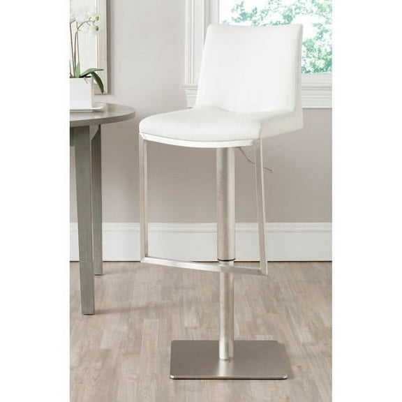 SAFAVIEH Ember Bicast Leather Bar Stool, 33.86", White