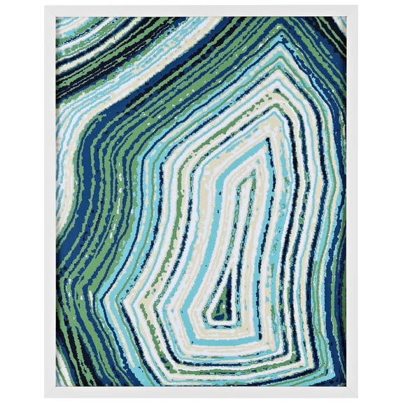 SAFAVIEH Emerald Resonance 16 in. x 20 in. Framed Wall Art, Blue/Spring Green